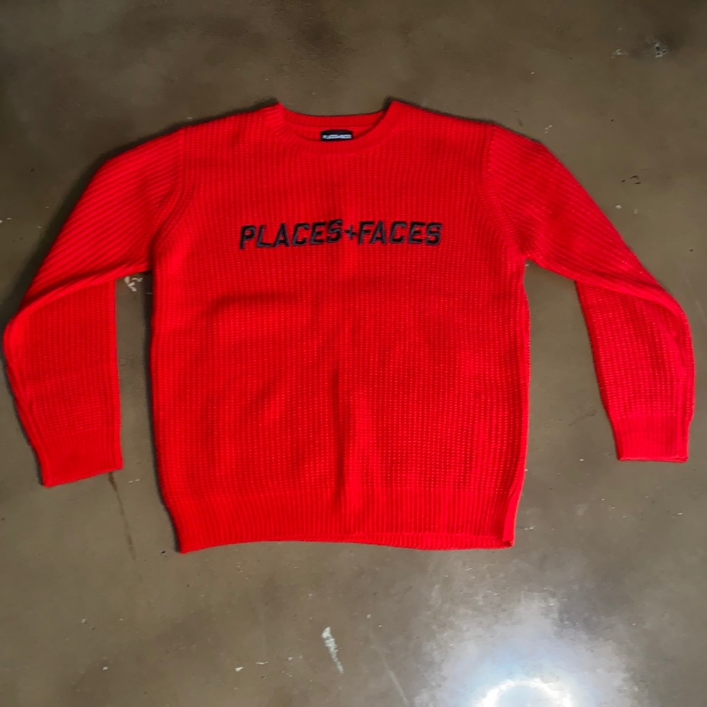 Places + Faces Red Knitted Sweater